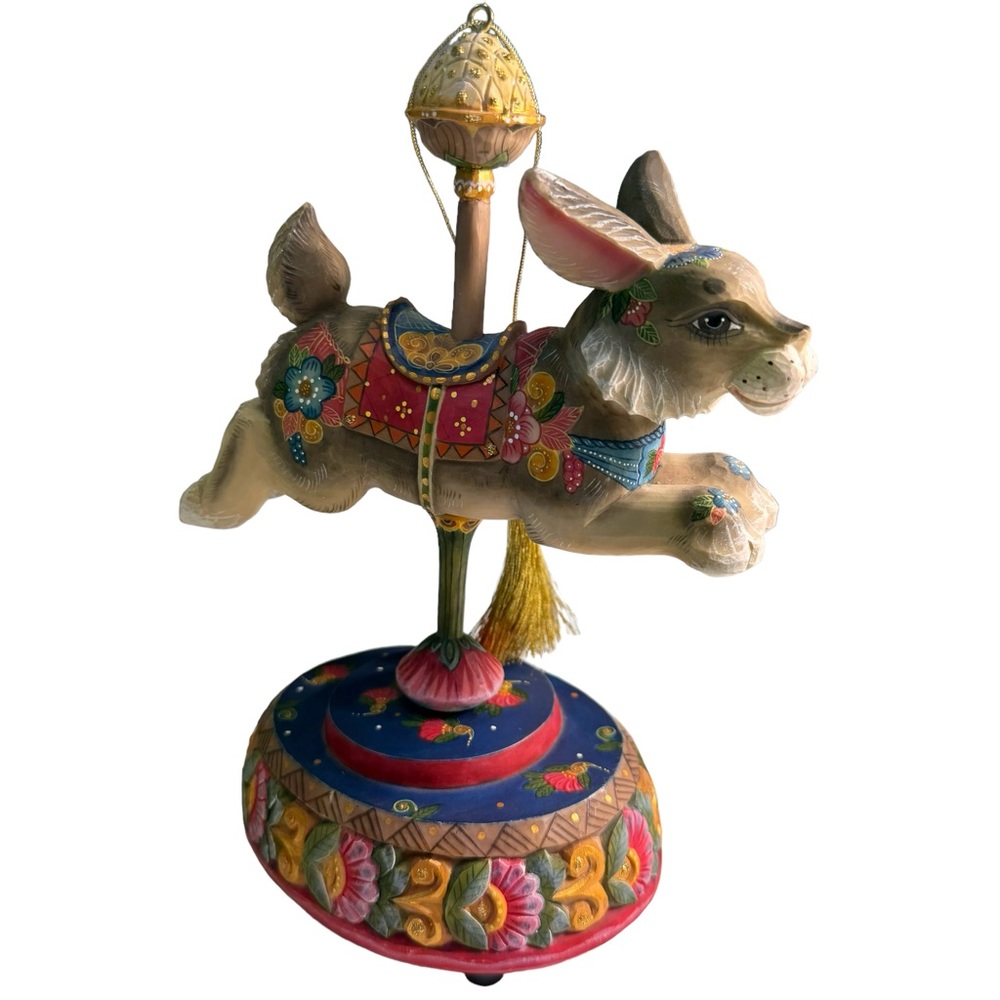 G. DeBrekht BUNNY Music Box Carousel 2005 Limited Edition “Hop Skip & Jump